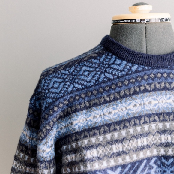 Hawick Knitwear 100% Scotish Lambswool Crewneck Sweater Blue Size Large - Picture 5 of 11